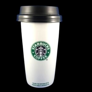 STARBUCKS Tumbler Travel Mug Ceramic Double Walled Classic Logo Lock Lid 2009